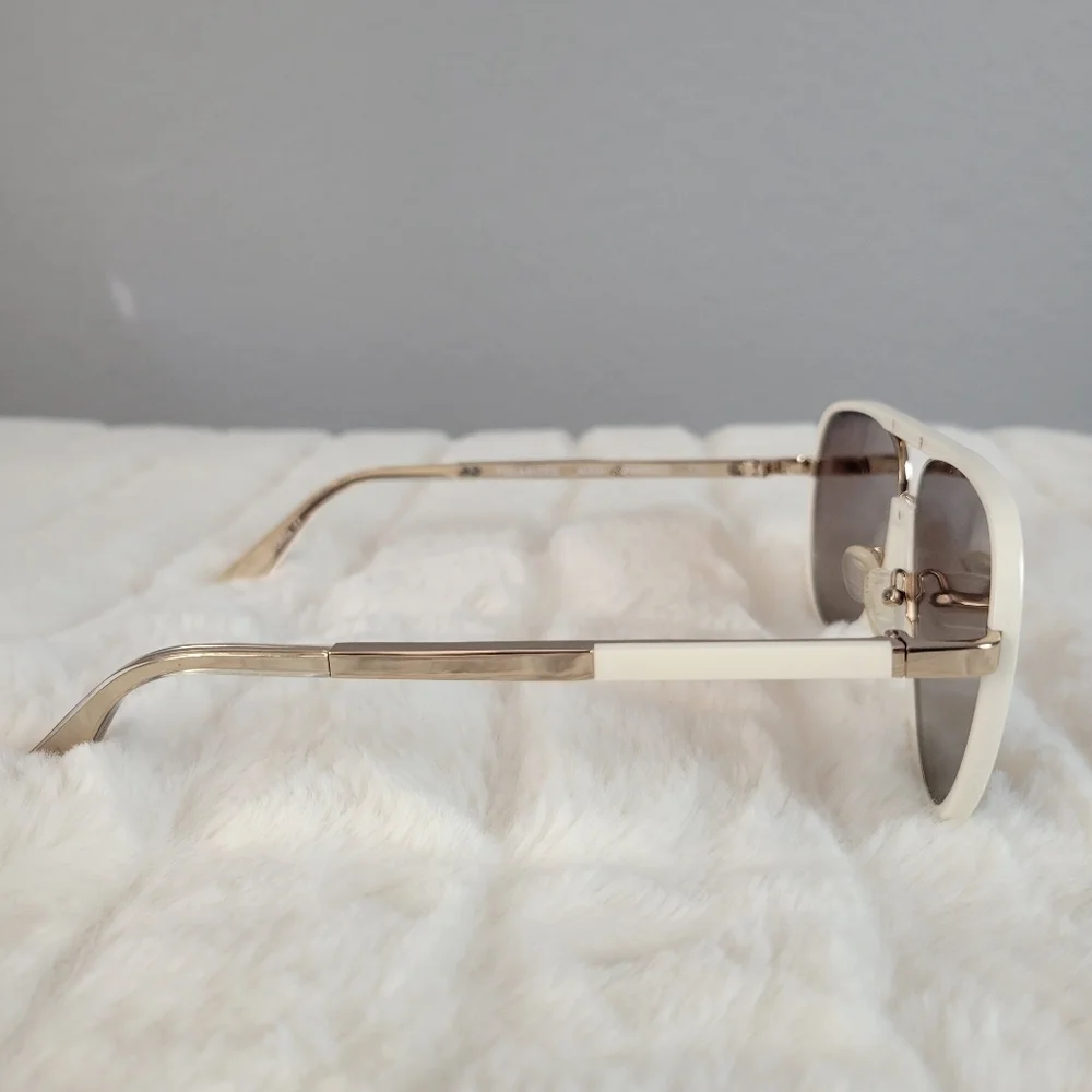 QUAY // ltd ed luxe combination white/gold frames brown polarized lens aviators - Picture 14 of 16